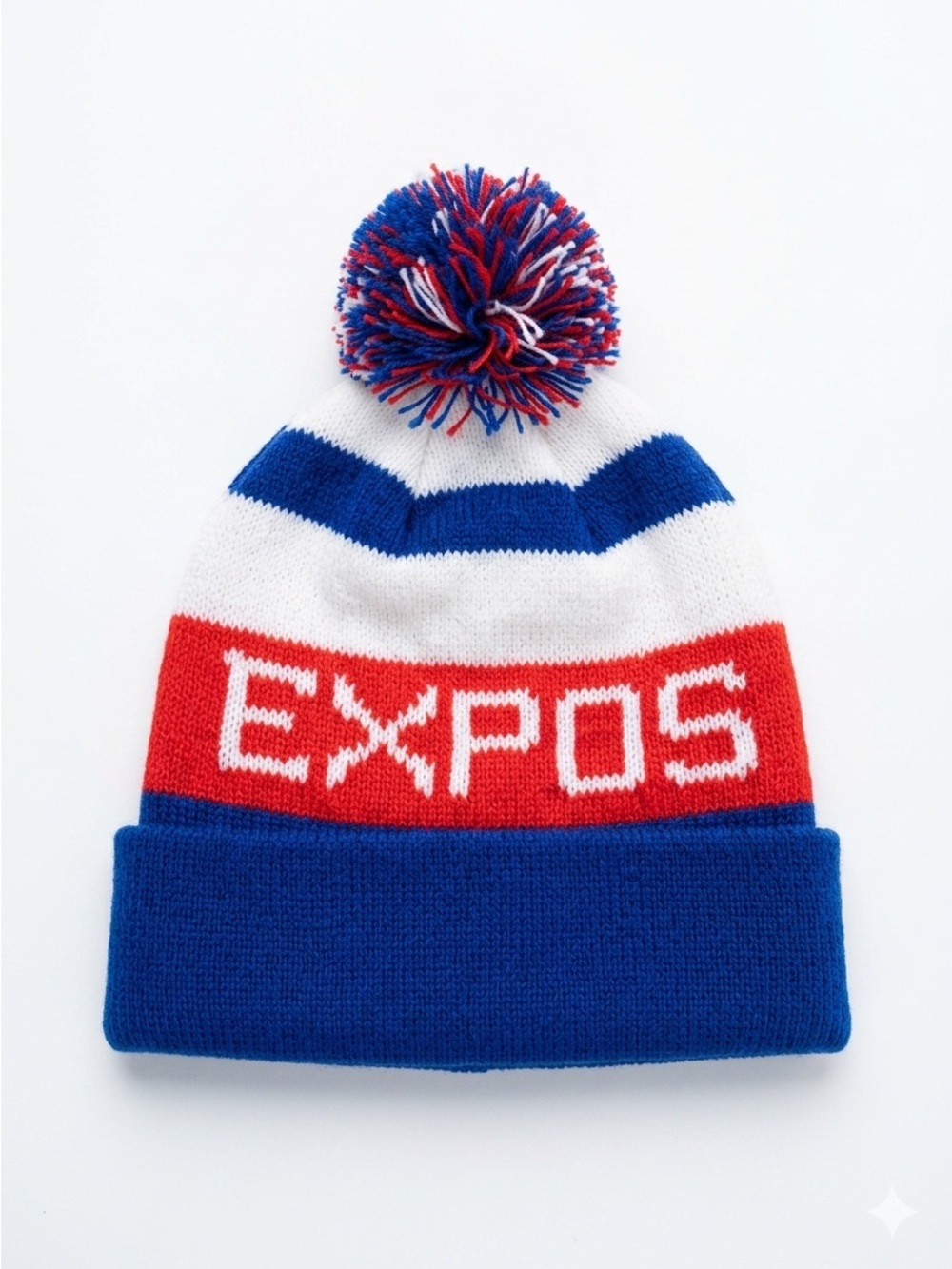 O/S Vintage Montréal EXPOS Blue, White and Red Pom-Pom Beanie 80’s